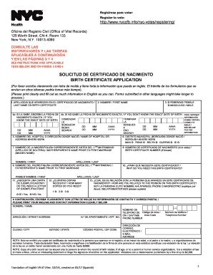 Nyc Birth Certificate Application - Fill and Sign Printable Template Online