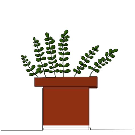 Wektor na białym tle zielona roślina w doniczce pojedynczy rysunek ...