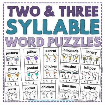 Two and Three Syllable Word Puzzles for Speech Therapy | TPT