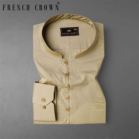 Rodeo Dust Brown Stripes Plain-Solid Premium Cotton Indian Kurta Style ...