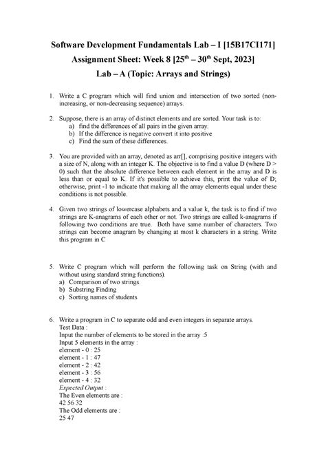 Week-8-Lab A - ........... - Software Development Fundamentals Lab – I ...