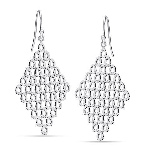 Buy 925 Sterling Silver Long Diamond-Shape Chandelier Drop Dangle ...