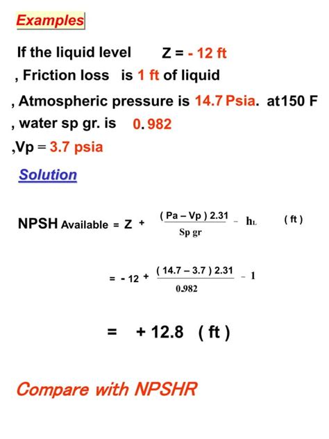 Image result for NPSH Example Problems