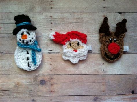 crochet christmas hair clips