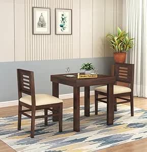 STRATA FURNITURE Solid Sheesham Wood 2 Seater Dining Table Set with ...