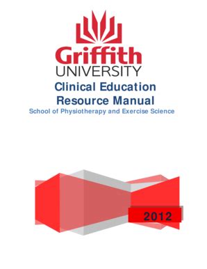 Fillable Online griffith edu 2012 Clinical Education Resource ...