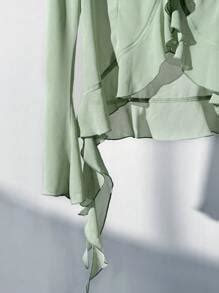 Firerie Women's Green Asymmetrical Ruffle Placket Romantic Vacation ...