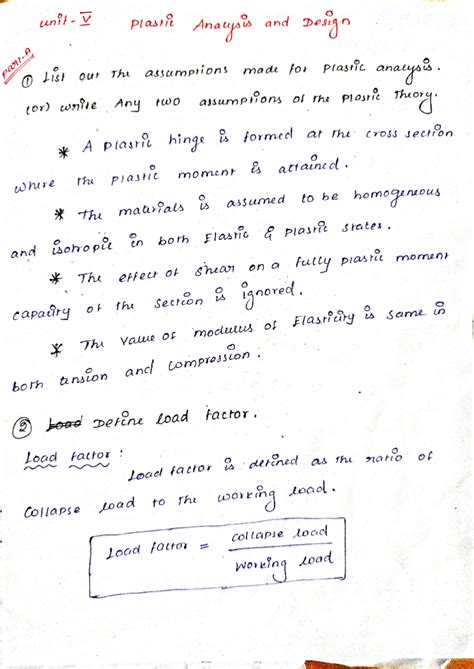 CE3601 - Unit 5 (2 marks) - V plastic Anacysis and Design realing 1 ...