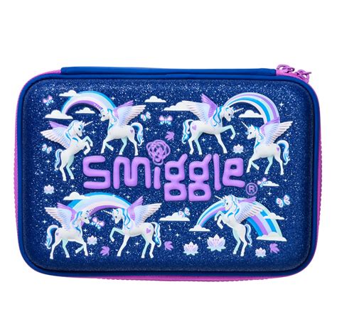 Smiggle Away Hard Top Double Up Pencil Case Navy Blue 3Y