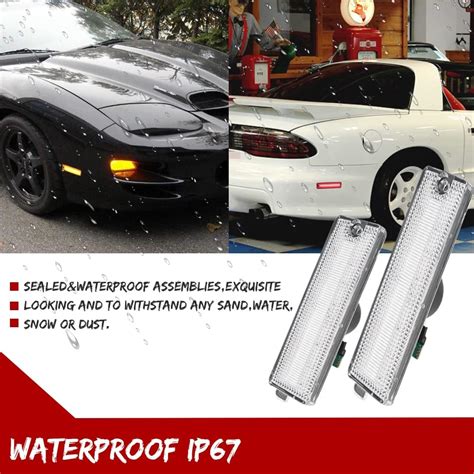 Buy KENRTIR Clear Lens Amber/Red LED Side Marker Light Kit Compatible ...