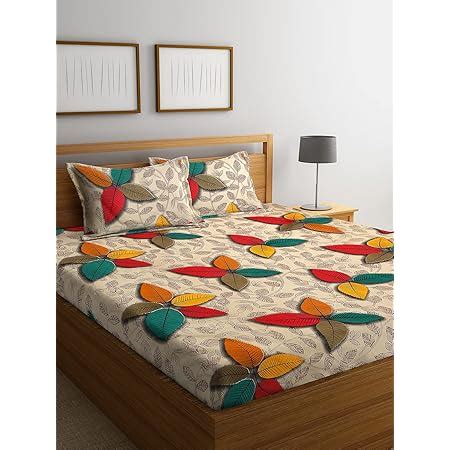 Home Sizzler 144 TC Microfibre 3D Floral Multi Double Bedsheet with 2 ...