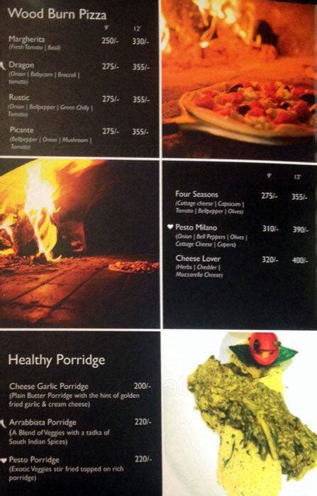 Menu at Theory, Surat, Ghod Dod Road