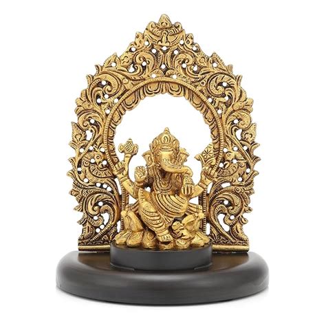 Buy CraftVatika Ganesh Idol Murti Brass Statue for Pooja Room Home ...