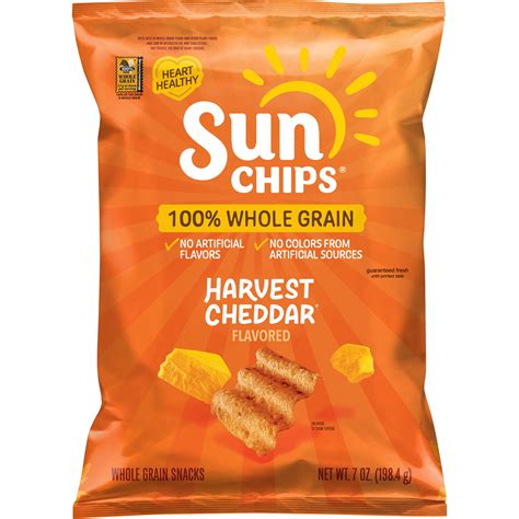 SunChips 100% Whole Grain Harvest Cheddar Flavored Multigrain Snacks 7 ...