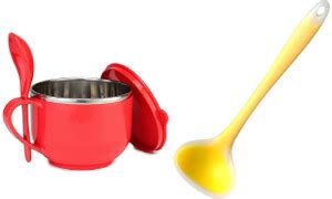 BHAVI CREATION Stainless Steel Soup Bowl Red Soup Bowl And Yellow Soup ...