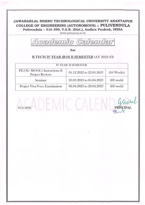 JNTUACEP | Academics | Academic Calendars