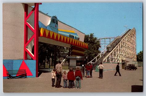AMUSEMENT PARK Chicago RIVERVIEW Silver Flash Roller Coaster 1950 ...