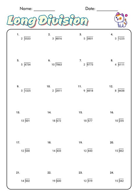 Math Long Division Worksheets - Free Printable Worksheet