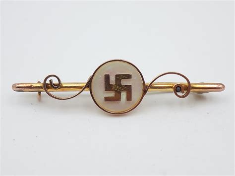 British 9 CT Gold & Mother-of-Pearl Swastika “Good Luck” Brooch – Damn ...