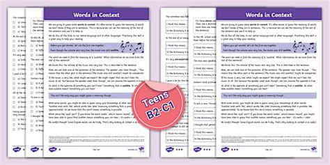 ESL Words in Context Differentiated Worksheets | Twinkl