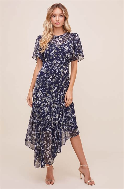 Flutter Sleeve Floral Maxi - Blue Green Floral / XS in 2020 | Short ...