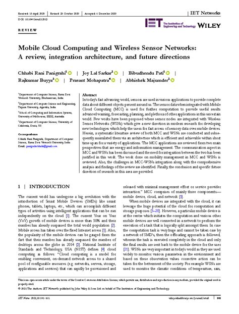 IET Networks - 2021 - Panigrahi - Mobile Cloud Computing and Wireless ...