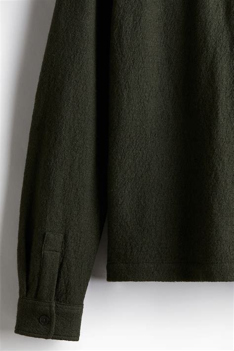 Regular Fit Wool-blend overshirt - Dark khaki green - Men | H&M IN