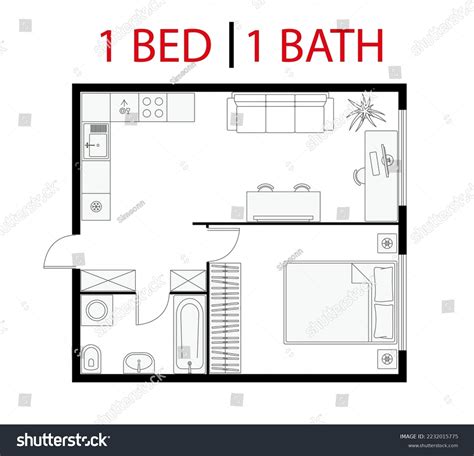 250 1 Bedroom Flat Floor Plans Images, Stock Photos & Vectors ...
