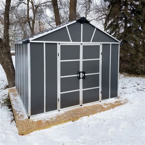 Yukon 11ft. x 9ft. Garden Shed Without Floor - Dark Grey Polycarbonate ...