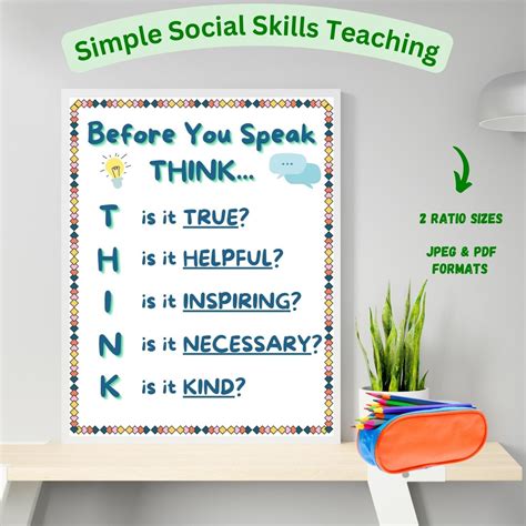 Social Skills Classroom Poster: THINK Acronym (digital Download) - Etsy