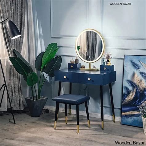 Mapleton Vanity with Dressing Table With Stool Mirror - Wooden Bazar ...