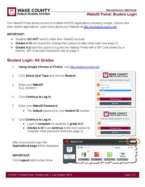 Wake ID Portal Login Instructions - WCPSS WakeID Portal: Student Login ...