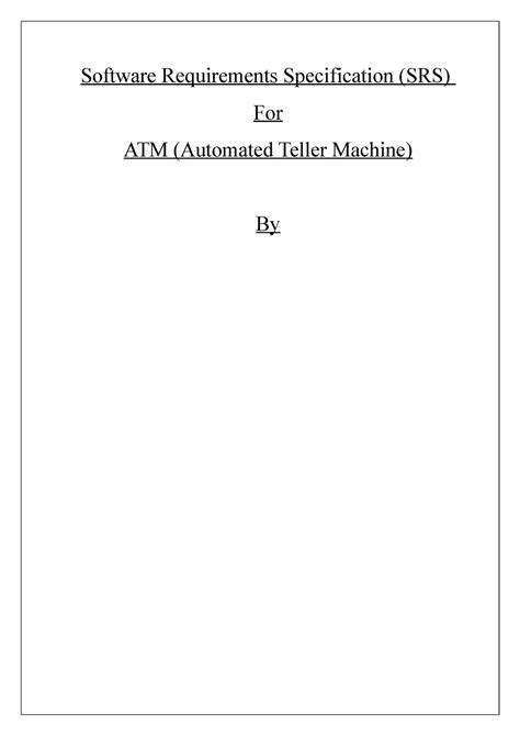 SRS ATM - Software Requirements Specification (SRS) For ATM (Automated ...