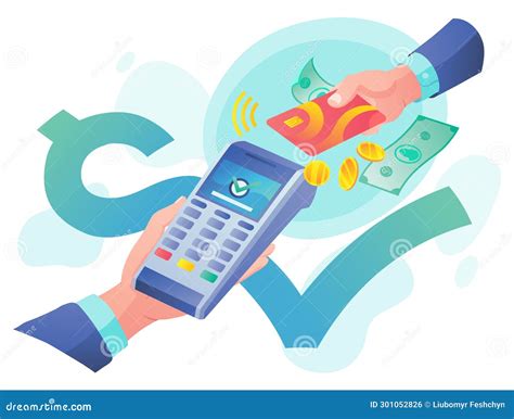 Vector Payment Machine and Credit Card. POS Terminal Confirms the ...