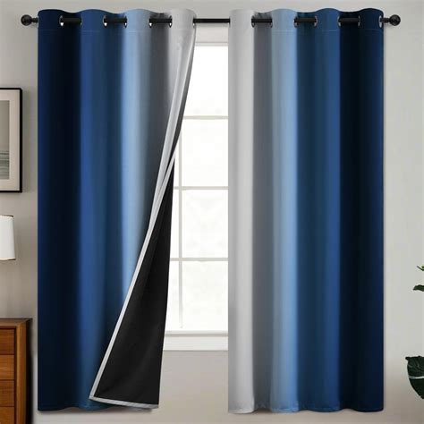 Ebern Designs Ombre 100% Blackout Curtain-Room Darkening Grommet Drapes ...