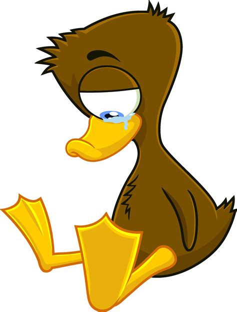 Ugly Duckling Cartoon Character Crying. Vector Illustration Isolated On ...