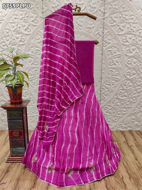 KcPc Latest Leheriya design chinon silk with katdana Gotapatti Handwor ...