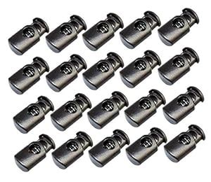 30Pcs Black Cord Locks Stop Plastic End Single Hole Spring Loaded ...