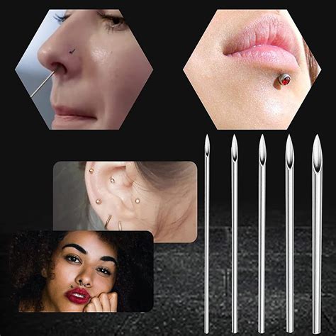 Ear Nose Piercing Needles Disposable Cleaned Body Piercing Needles for ...