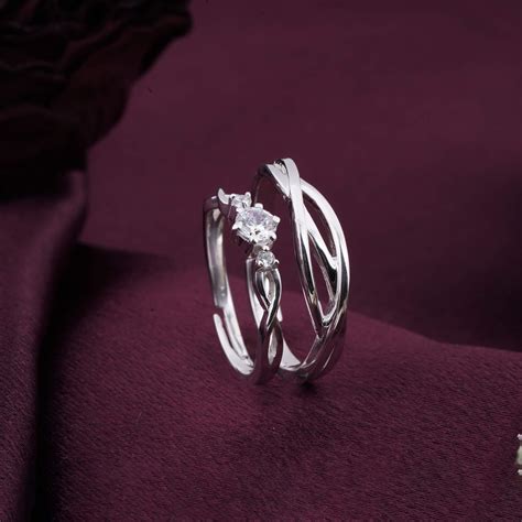 Silver Wave Love Couple Rings – Zalkari