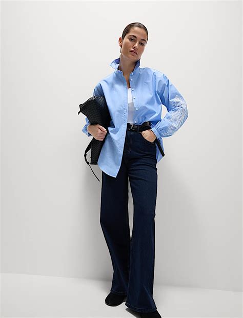 Buy Pure Cotton Striped Lace Detail Shirt at Marks & Spencer