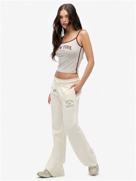 Superdry Athletic Print Flare Joggers, Off White