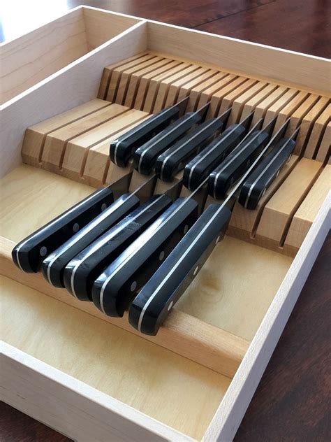 Custom Knife Block Drawer Organizer, Maple - Etsy | Knife drawer organizer, Knife block, Knife ...