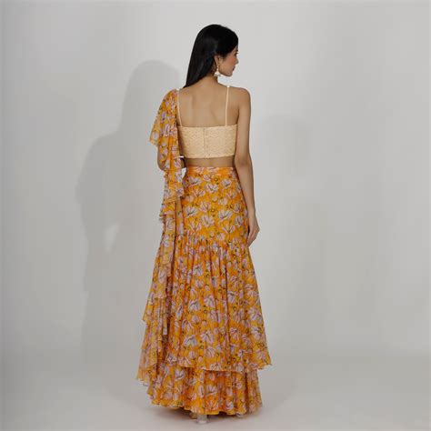Printed Double ruffled saree – Manisha Soni