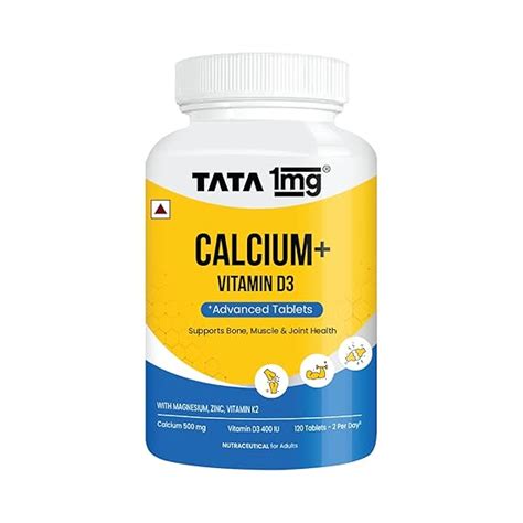 Tata 1mg Calcium + Vitamin D3, Zinc, Magnesium and Alfalfa Tablet Help ...