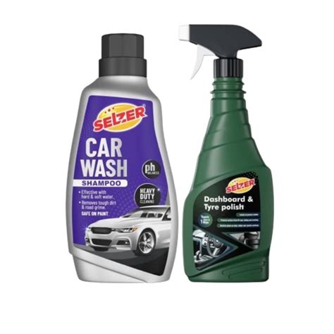 Selzer PH Balanced Car Wash Shampoo and Dashboard & Tyre Polish, Remove ...