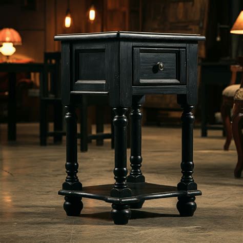 Citlali 80cm Height Black Wooden Accent Side Table | Aiething