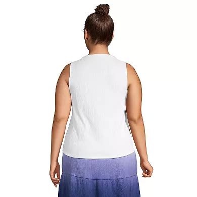 Plus Size Lands' End Crinkle Button Front Tank Top