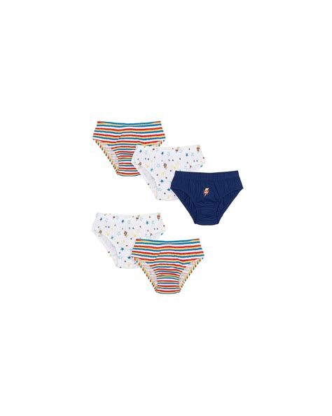 Buy Boys Briefs Striped And Printed - Pack Of 5 - Multicolor Online at ...