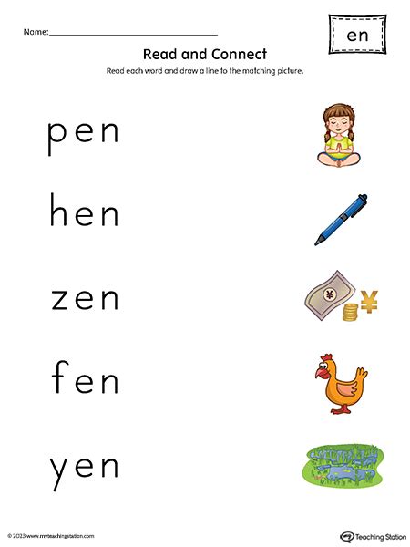 EN Word Family Read and Match CVC Words to Pictures Printable PDF ...